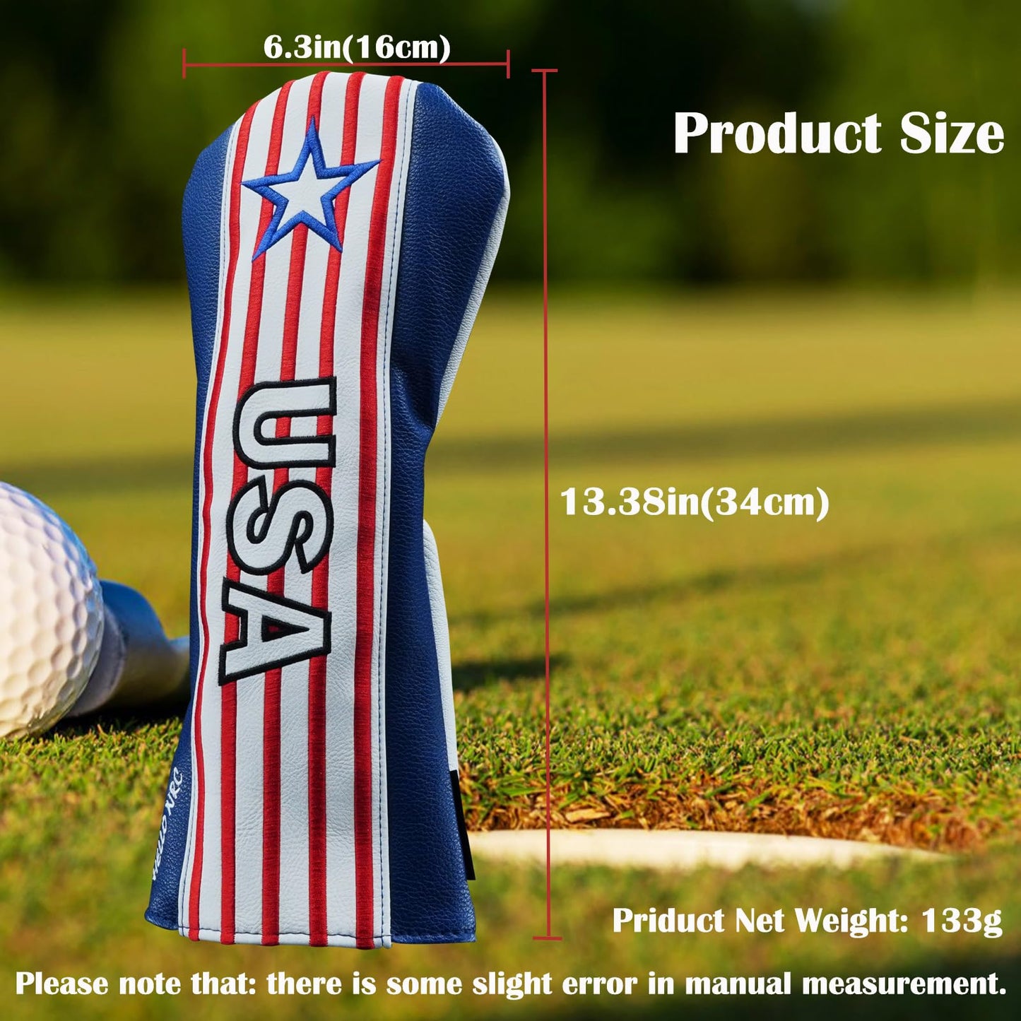 Gbourly Golf Club Driver Head Cover USA Stars and Stripes Flag PU Leather Headcover