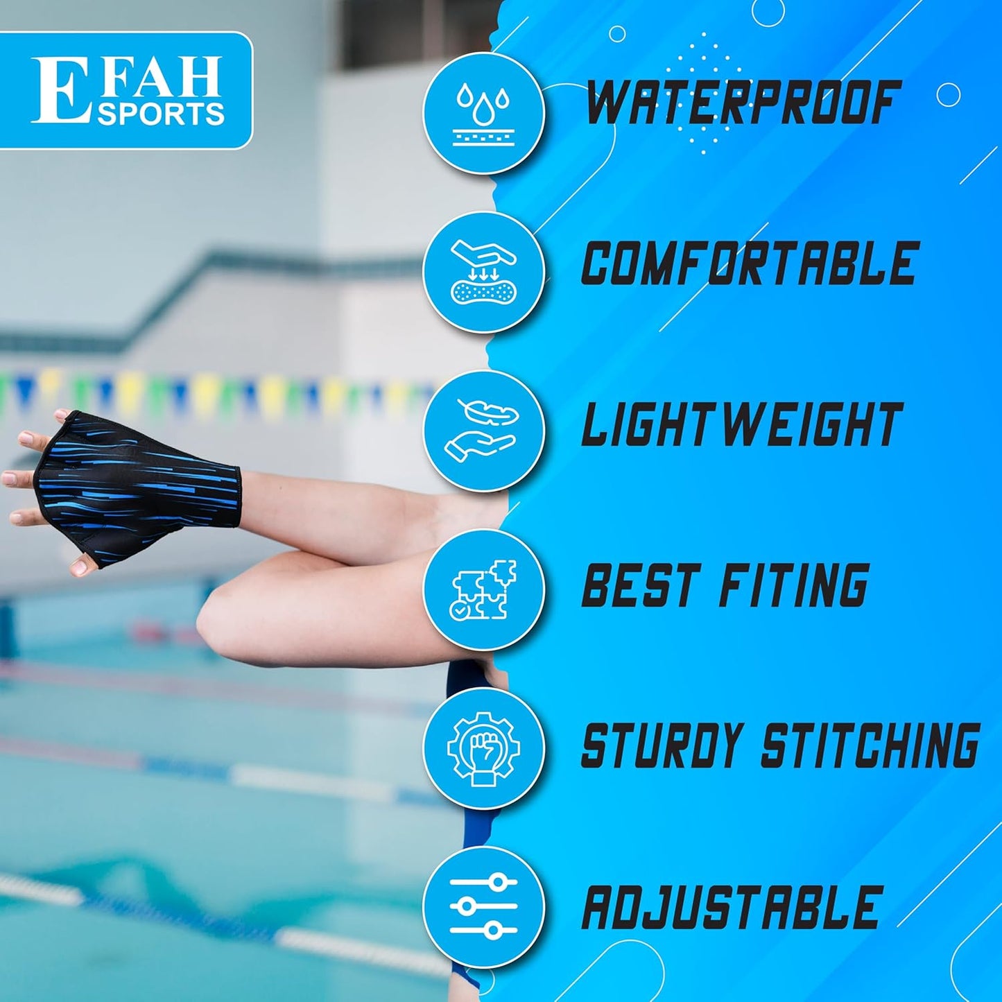 Skiennix Swimming Gloves - Neoprene Webbed Aquatic Training Gloves for Fitness & Water Aerobics