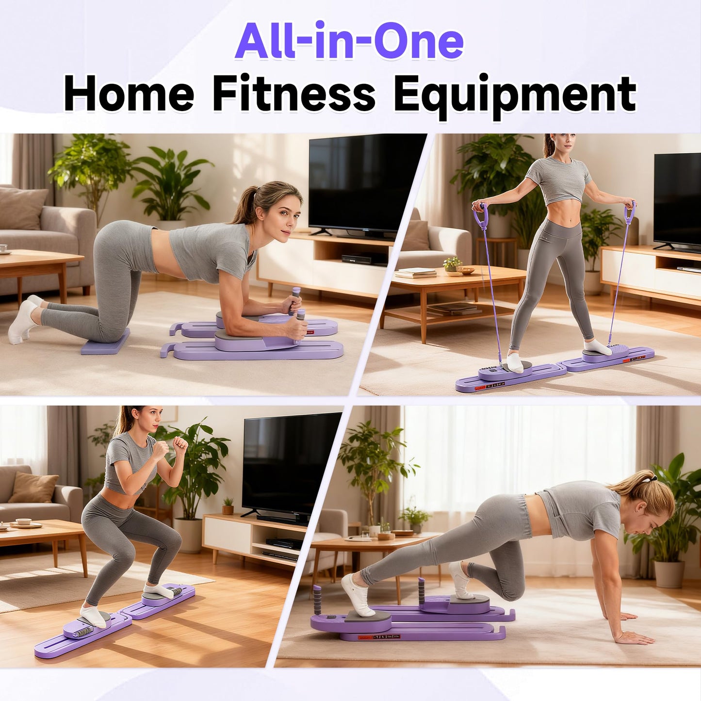 COSIEST Upgraded Split-Design Pilates Board, Foldable 2-in-1 Reformer for Solo & Partner Workouts, Full Body Home Gym Equipment for Core, Abs, Glutes, Strength Training with Resistance Bands & Roller