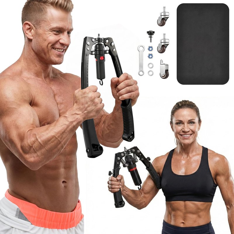 SAKER Twister Arm Trainer, Adjustable Hydraulic Home Gym Equipment for Strength Training, 22-440Lbs Chest Expander with Ab Roller Wheel, Workout Equipment for Men & Women, Arms Chest Core (Black)
