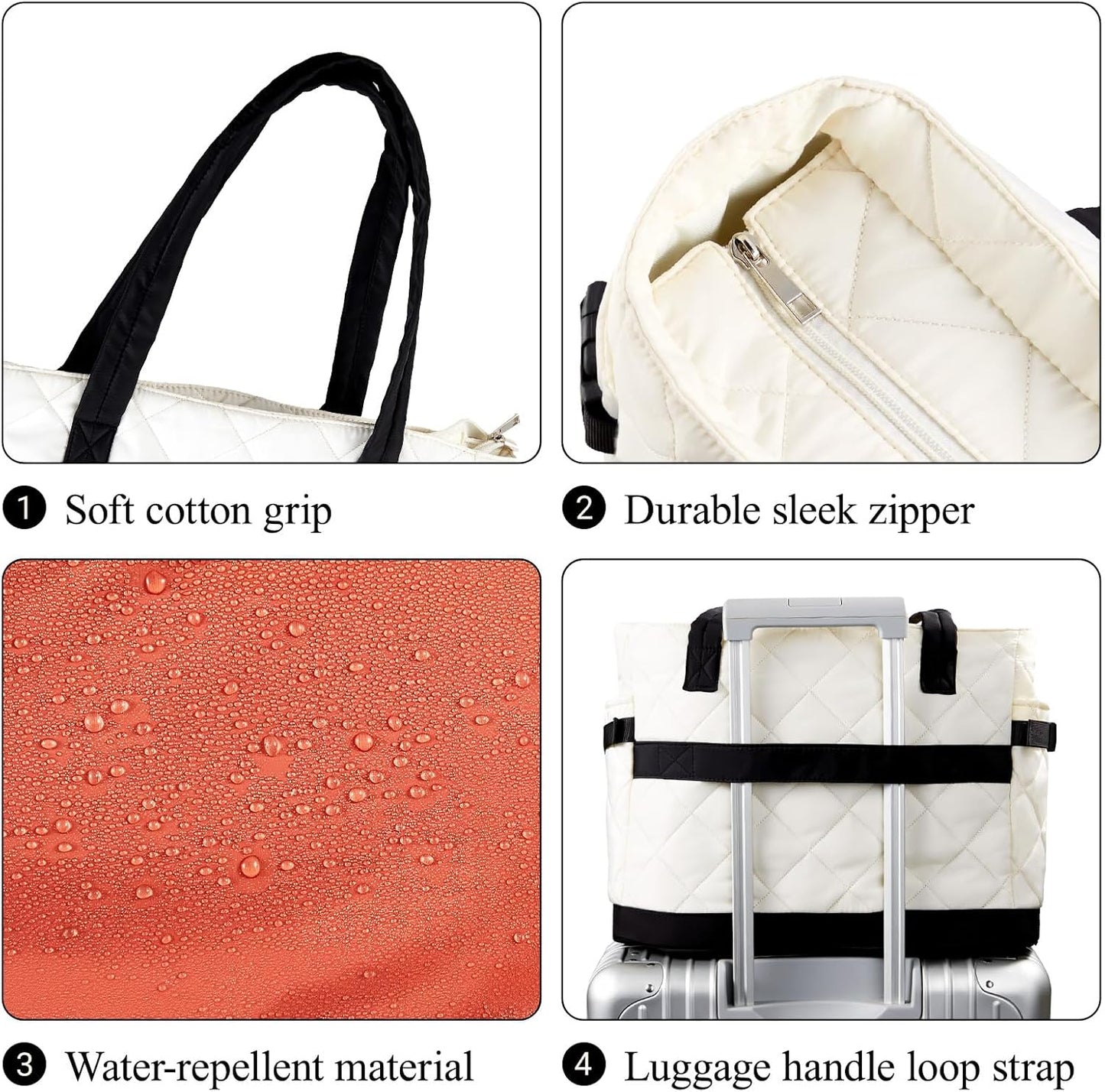 Skiennix Puffer Tote Bag - Stylish Work Bag with Cup Holder & Compartments | Quilted Design for Travel