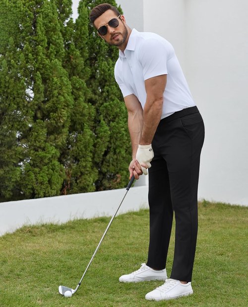Lion Nardo Men's Casual Golf Pants - Lightweight Quick-Dry Elastic Waist with Pockets | Relaxed Fit