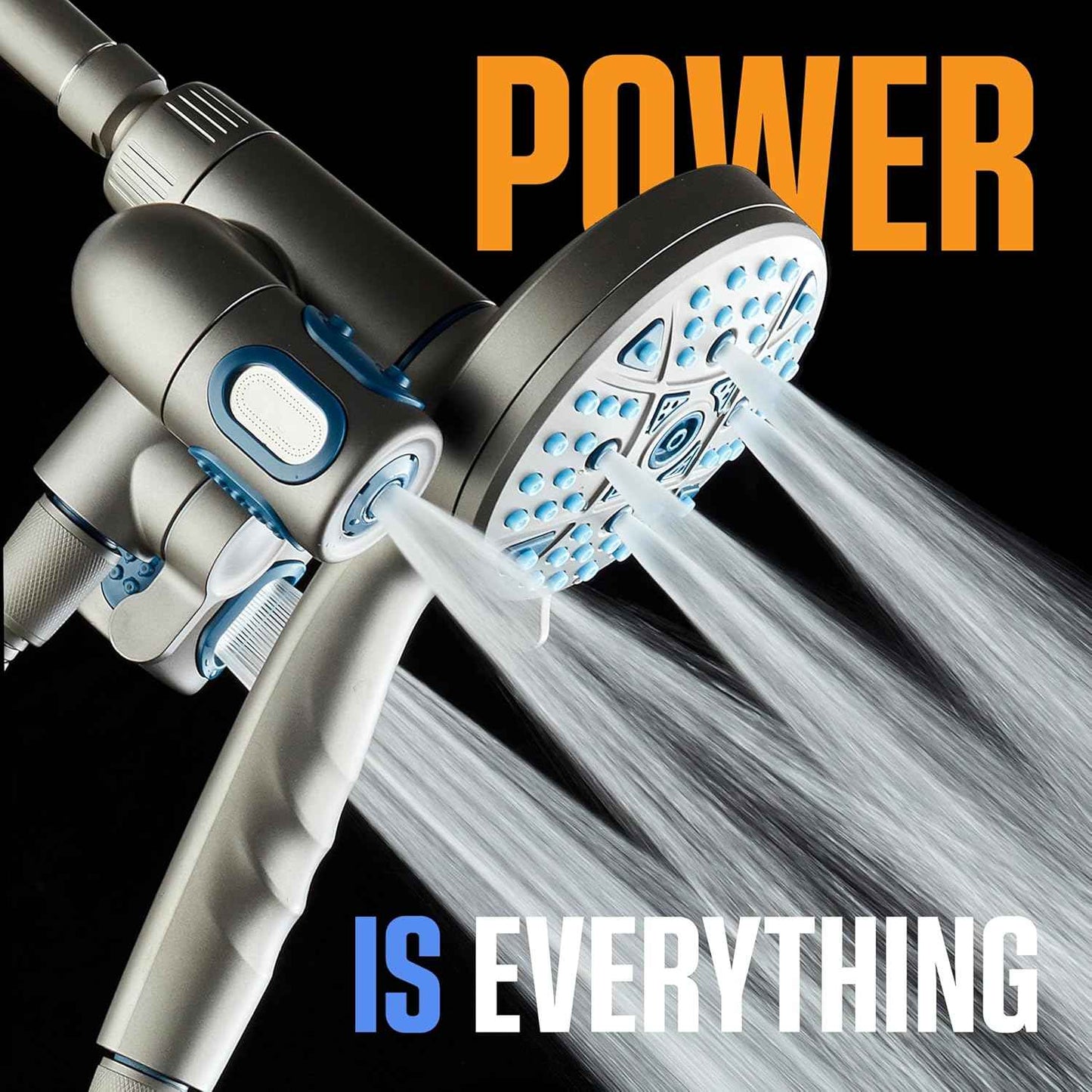 Polaris High Pressure Shower Head & Handheld Combo - 208 Settings, Magnetic Dock, Chrome Finish