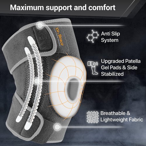 Dr. Brace Elite Knee Brace - Maximum Pain Support with Side Stabilizers & Gel Pads | Medium Moon Color