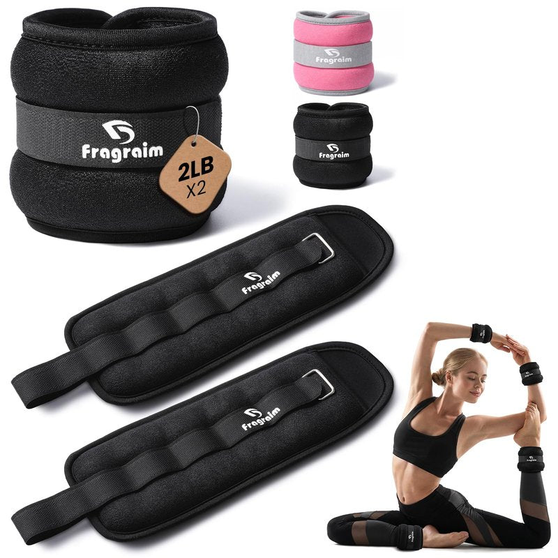 Ankle Weights, 2 Lbs X 2 Wrist Leg Arm Weights for Women and Men, Comfortable and Soft, Pretty Sturdy, Perfect for Dancing, Running, Walking, Fitness, Workout, Physical Therapy - Black