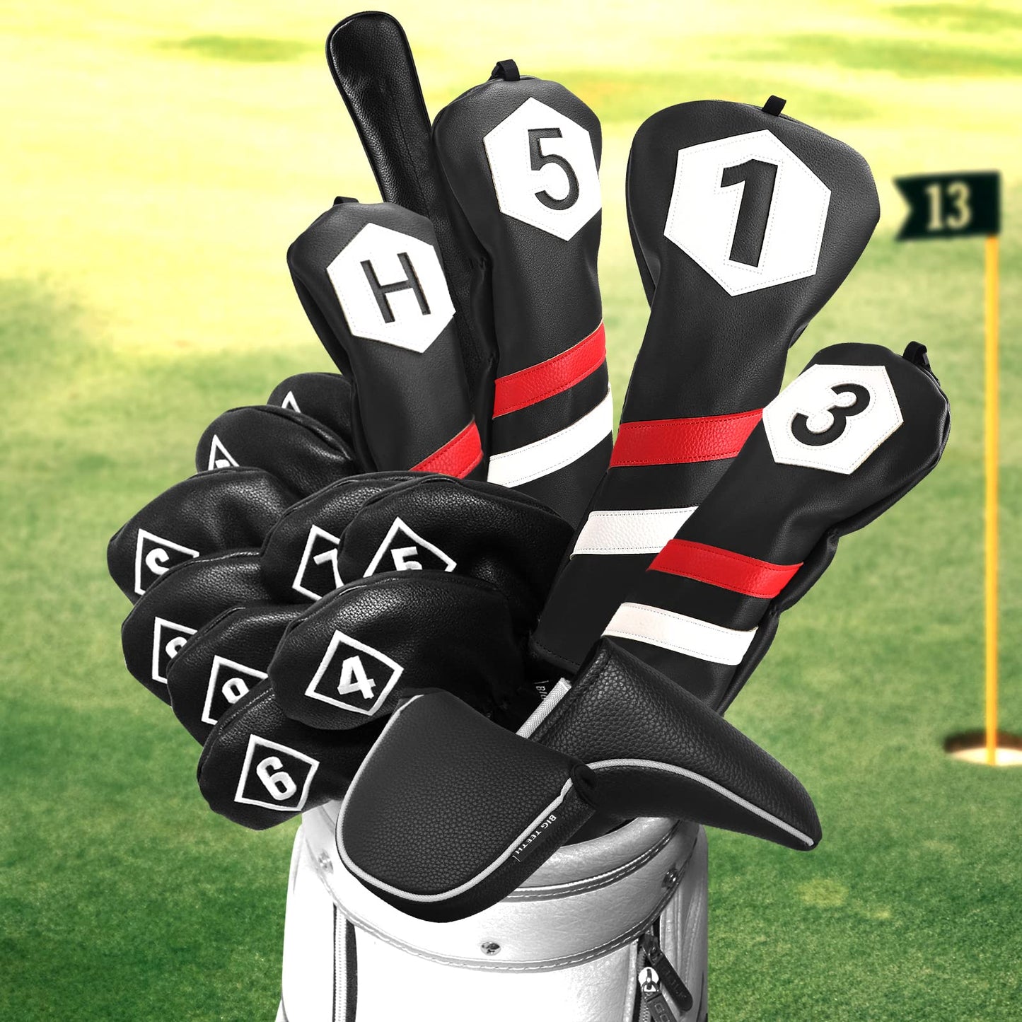 Big Teeth Classic Golf Blade Putter Cover Headcover Mid Mallet Club Protector Magnetic Bar Closure Compatible with Scotty Cameron Taylormade Odyssey (Black)