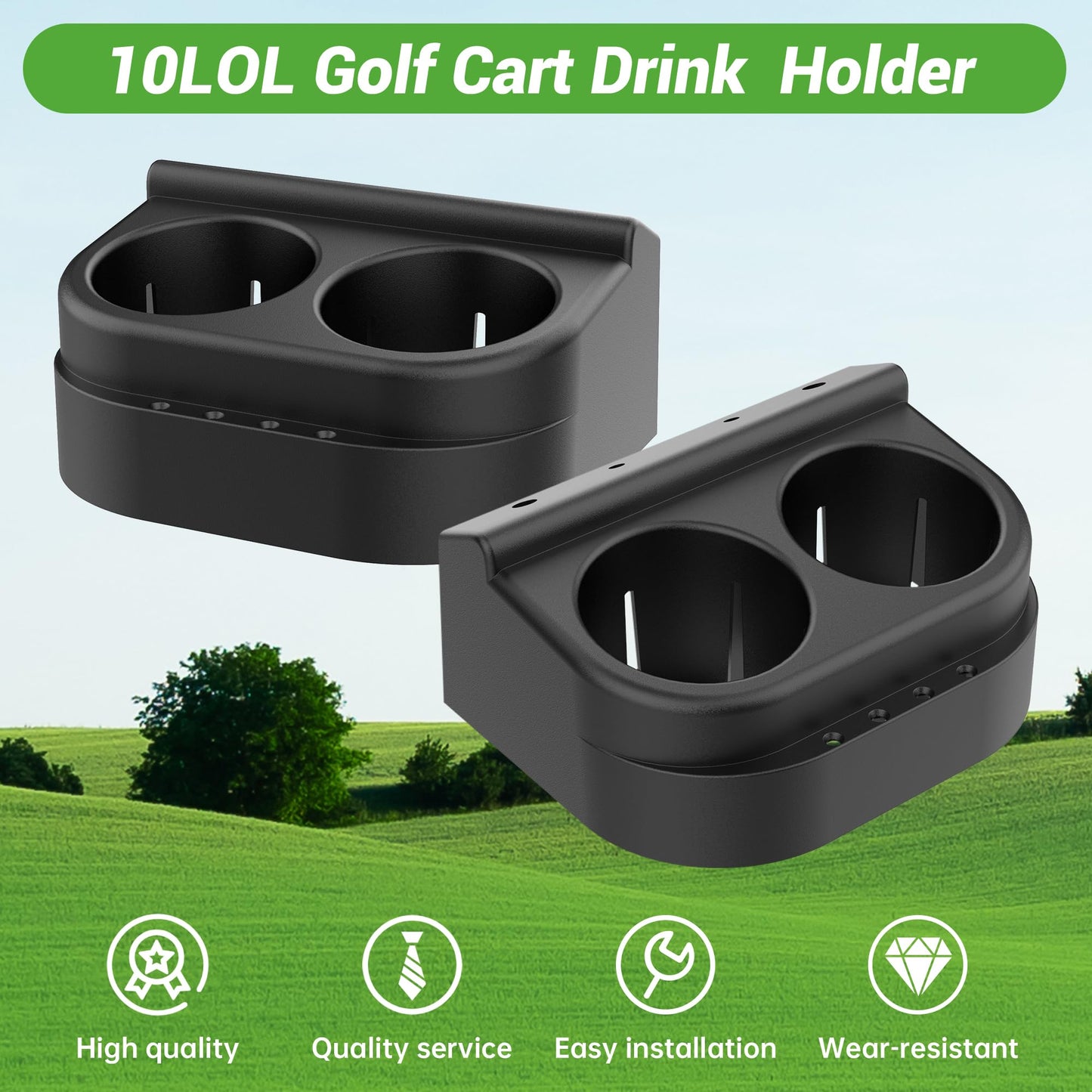 10L0L Golf Cart Cup Holder Drink Holderfor Club Car DS 1993-Up 1016811 101708301 (2 Pack