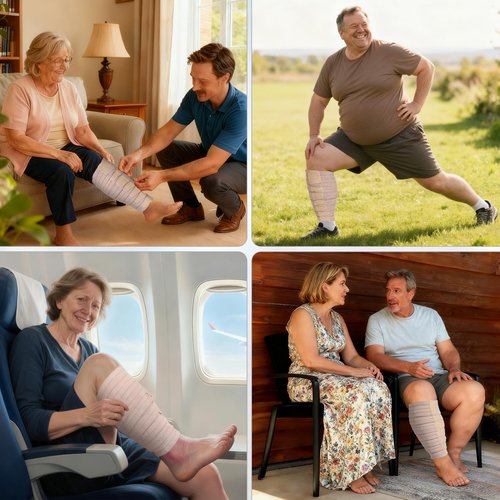 Femovaz® 1 PC Adjustable Lymphedema&Compression Wrap for Leg | Relieves Swelling, Edema, Lipedema | Breathable | Anti-Slip | All-Day Comfort,Long(L)