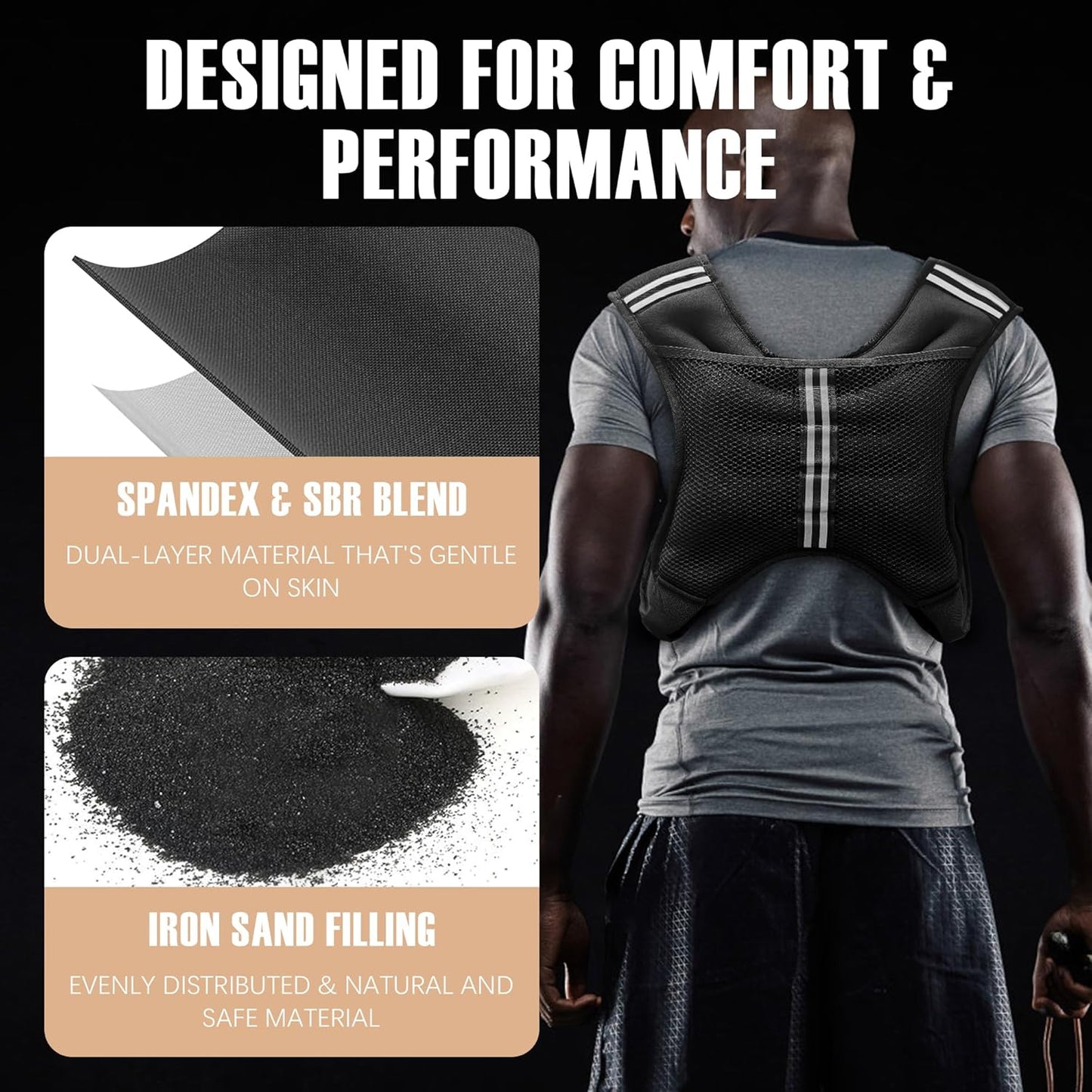 NATURELUX Weighted Vest - Adjustable 5-30lbs for Men & Women | Reflective Stripe for Enhanced Safety