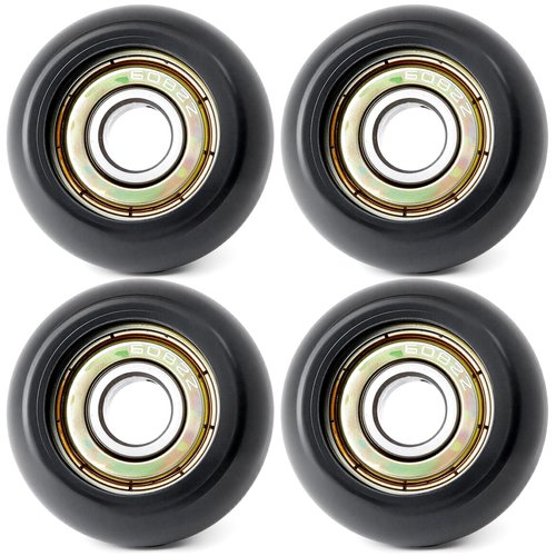 GLOXTED 4Pcs Replacement Roller Wheels Compatible with Aero Pilates Reformer Machines Part Easy to Install, Smooth and Quiet Glide, Black