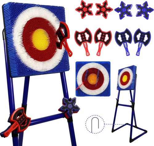 BunnyBoo Axe Throwing Game - Safe Bristle Target Set with 4 Axes & Darts | Portable Fun for All Ages