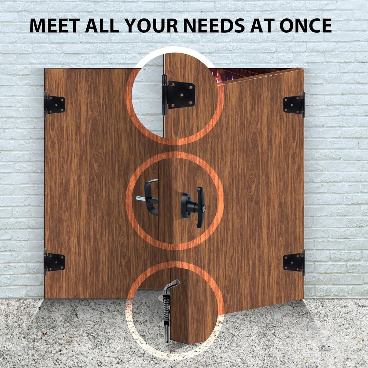 Complete Shed Door Hardware Kit with T-Handle Lock, Heavy-Duty Latches & Hinges - Weatherproof for Sheds & Gates