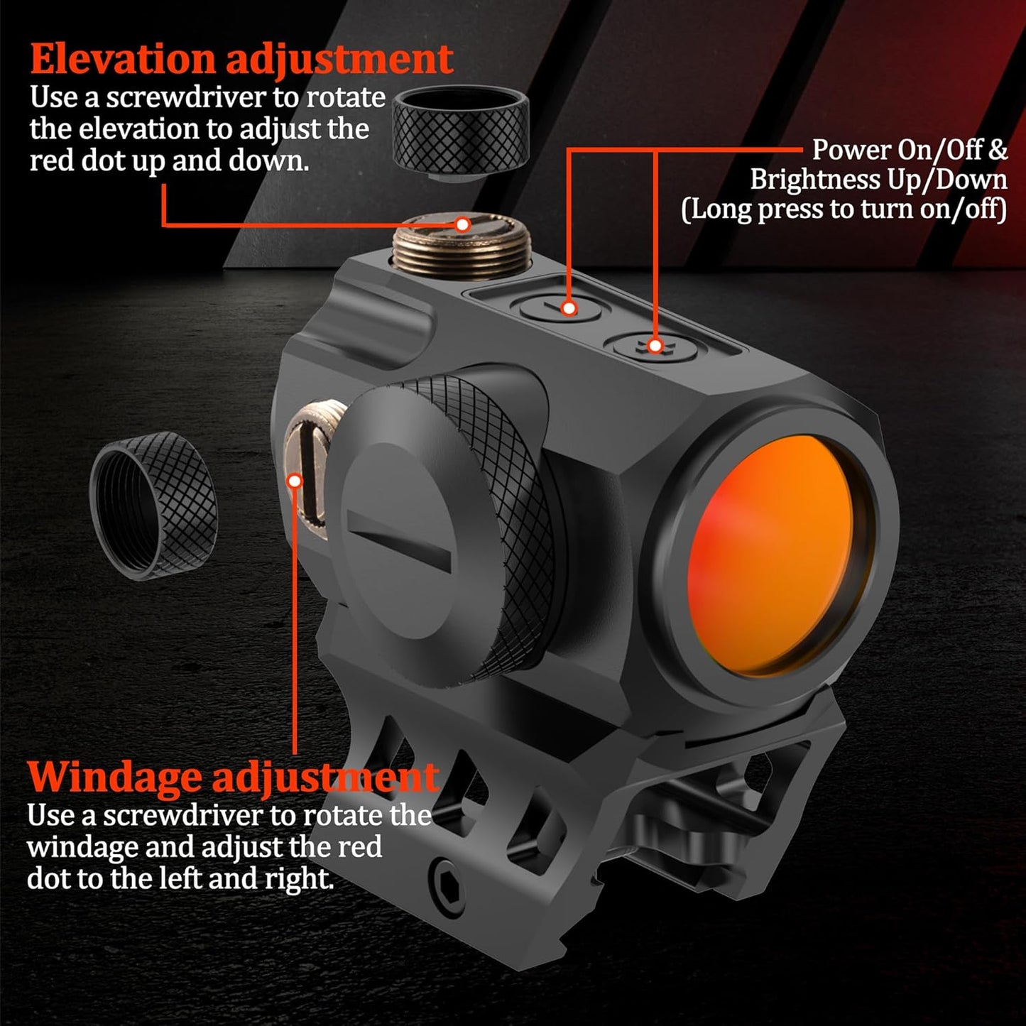 Red Dot Sight - Shake Awake 2 MOA Tactical Rifle Scope with 10 Brightness Settings | Compact 1X20mm Optics