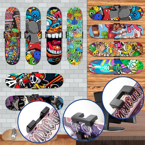 YIBEICO 1pc Skateboard Decks Wall Mount 360° Rotating Skateboard Wall Hanger, Extending & Floating Display Skateboard Wall Holder Grab & Go Storage Rack,Universal Skate Wall Mount Horizontal Any Angle