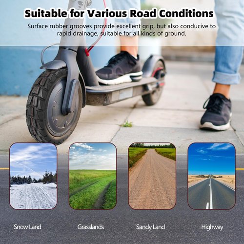 80/65-6 Off Road Tubeless Tire, 10x3 255x80 10 Inch Electric Scooter tire, With Tire Air Valve, for Nanrobot D4+/D5+/D6+/Apollo Pro/Varla Eagle One Electric Scooter