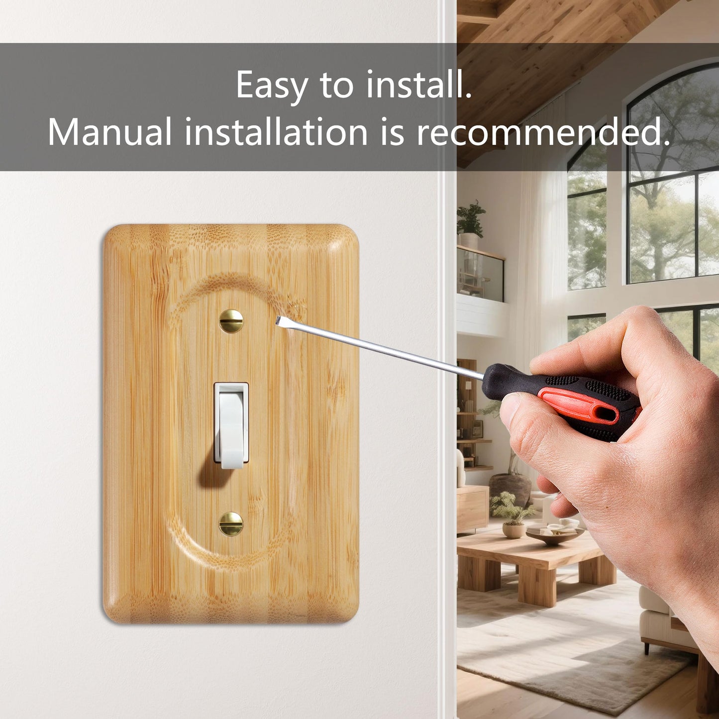 YDJSA Decorative Light Switch Covers Bamboo Wood Switch Plate Covers Single Toggle Stylish Wood Switch Plate Covers