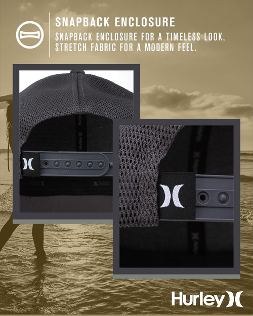 Hurley Mens Trucker Hat - Moisture Wicking Curved Bill Trucker Hats for Men, Size One Size, Dark Smoke Grey