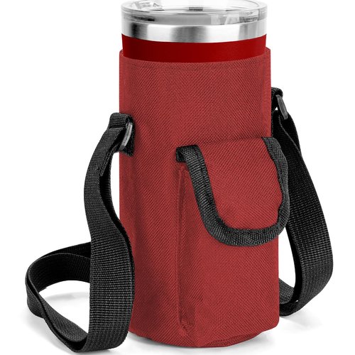 Linkidea Tumbler Carrier with Strap Compatible with YETI Rambler Tumbler 20oz, Iron °Flask Classic Tumbler 2.0 20/24oz, Coffee Mug Sling Bag Holder, Shoulder Strap with Pocket, Red