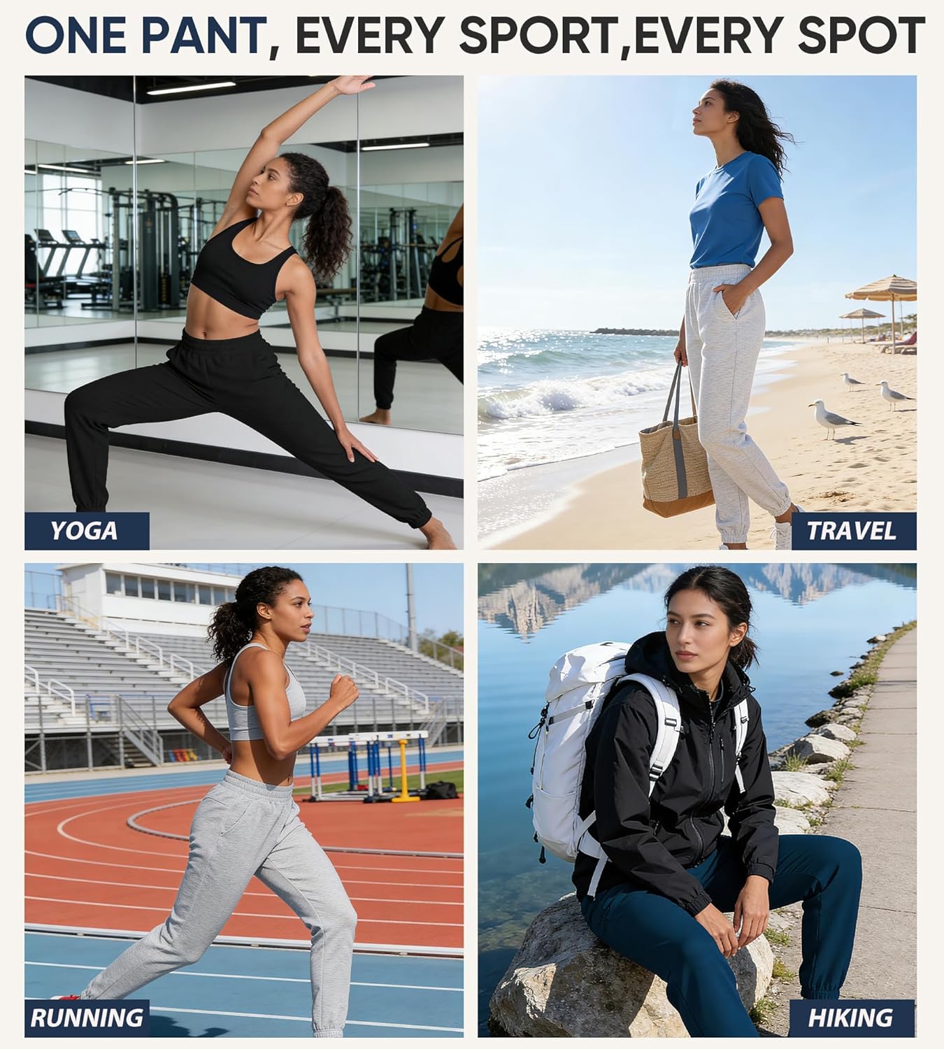 Meridiana Women's Joggers - High Waisted Comfy Athletic Yoga Pants for Gym & Running | Stretch Fabric