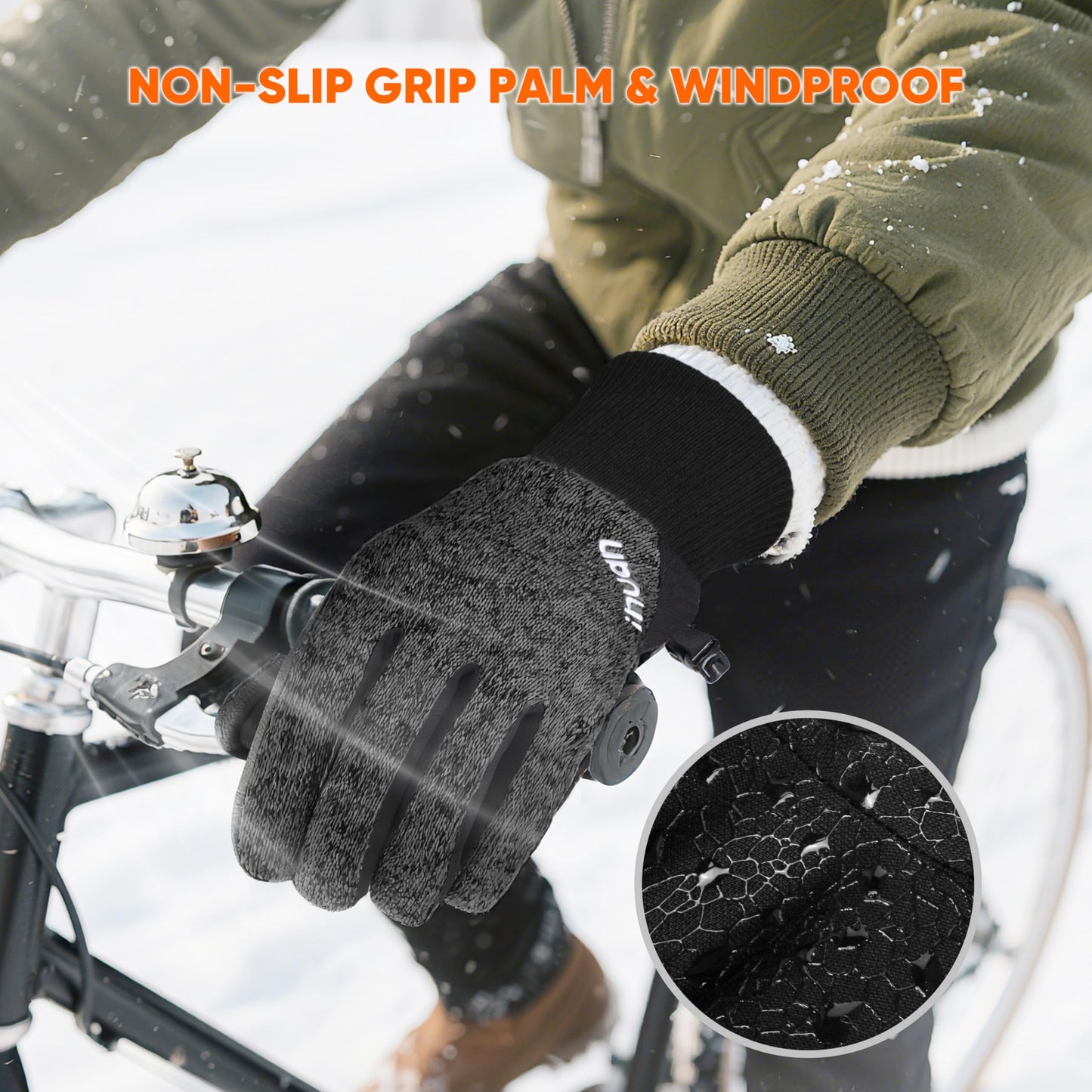 ihuan Winter Waterproof Gloves Cold Weather - Snow Ski Windproof for Men Women, Warm Touchscreen Thermal for Running Cycling
