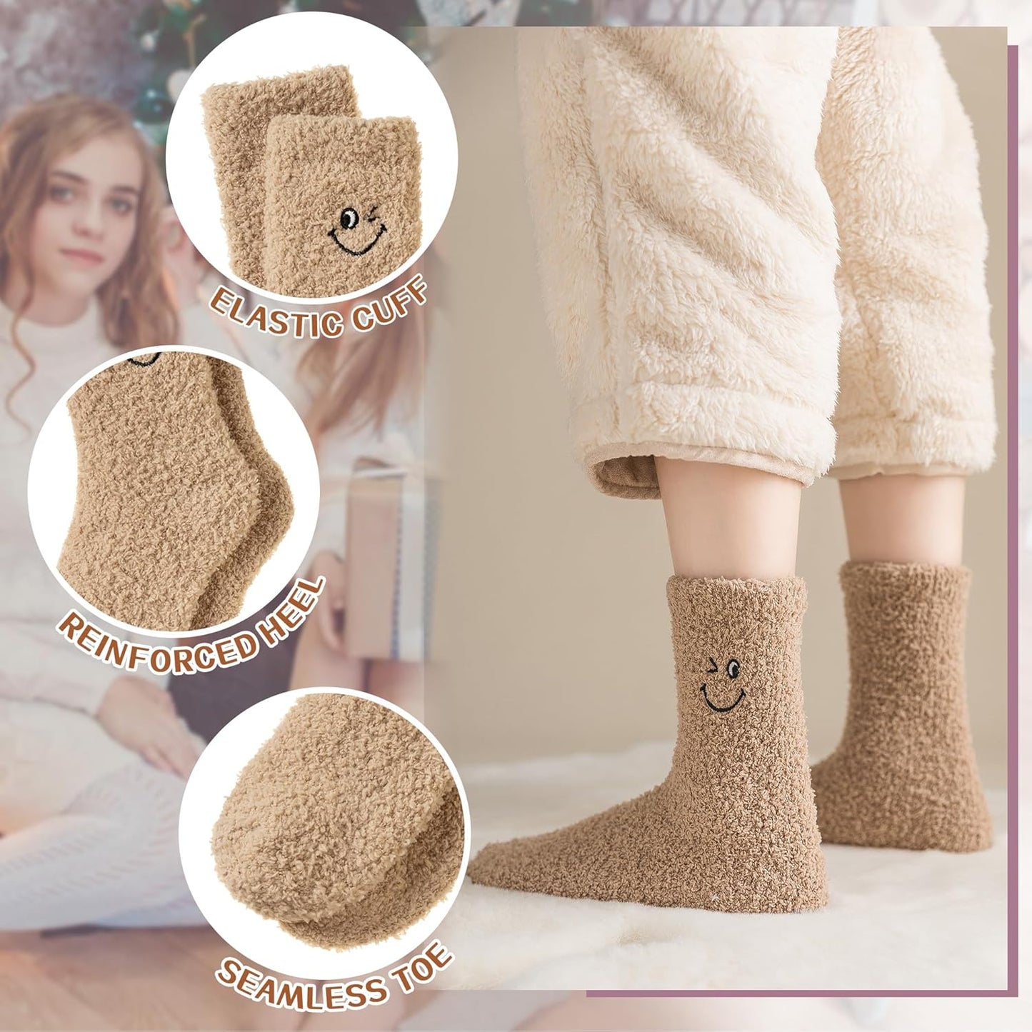 WEVIAS Women's Fuzzy Socks - Cozy Plush Slipper Socks for Winter | Soft Warm Fleece Cabin Sleep Socks