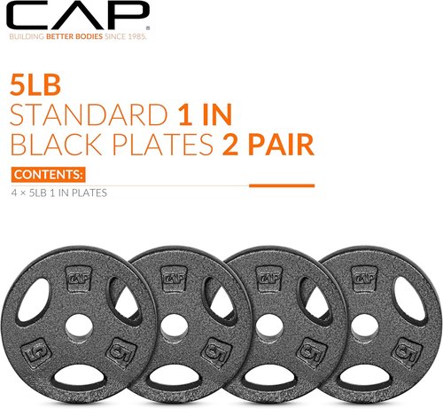 CAP Barbell Standard 1-Inch Grip Weight Plates - Durable Cast Iron | Perfect for Home Gym Use