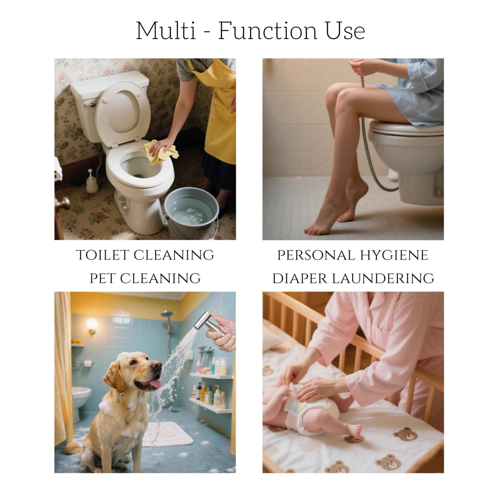 SassyAstra Handheld Bidet Sprayer for Toilet, Adjustable Water Pressure, 47 inch Hose Length (Black, 1 Pack)