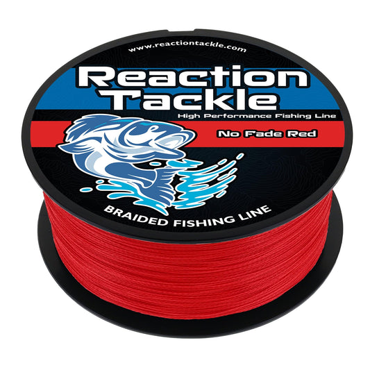 Reaction Tackle Braided Fishing Line - Pro Grade Power Performance for Saltwater or Freshwater Fish - Colored Fishing Line Braid for Extra Visibility - Red (No Fade) 30 Lb (300 Yards)