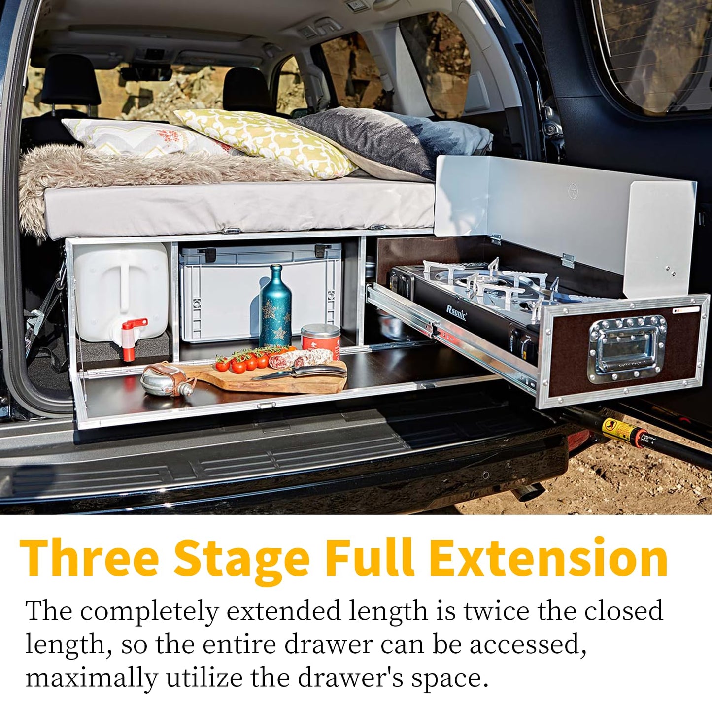 REGUDA Heavy Duty Drawer Slides Full Extension Locking Runners with Lock 16-40 Inch Side Mount Ball Bearing Rails 500 Lb (Load:500 lb - W:76mm, 22 inch)