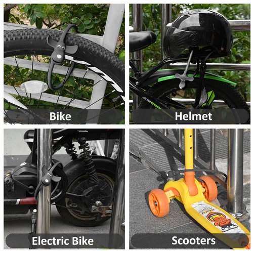 WOOQOTT Bike Cable Lock with Keys,Silicone Covered Kids Cable Lock Cartoon Lock,2 Feet Lock for Bike,Door,Skateboard,Helmet and More (Black)