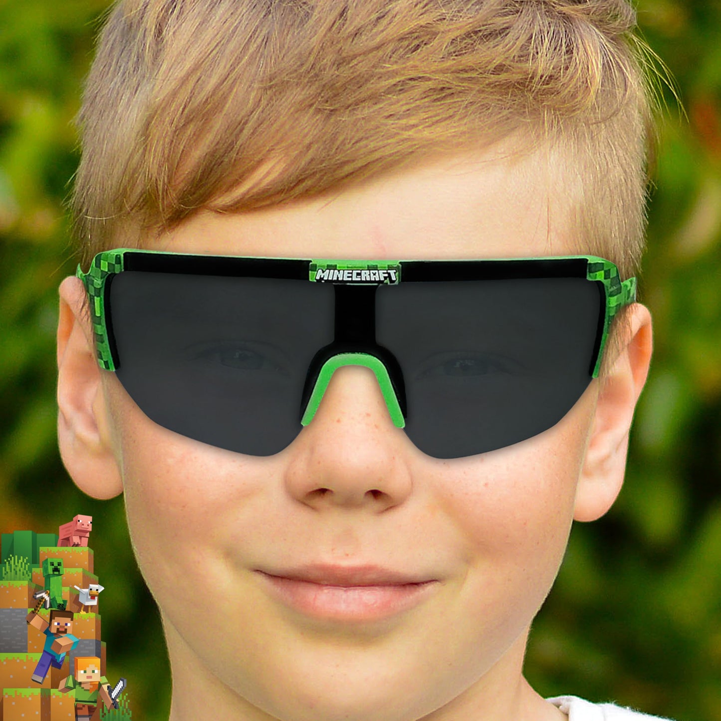 ARKAID Official MINECRAFT Boys Sunglasses | Large Sports Wrap | UV 400 | One Size Fits Most Kids