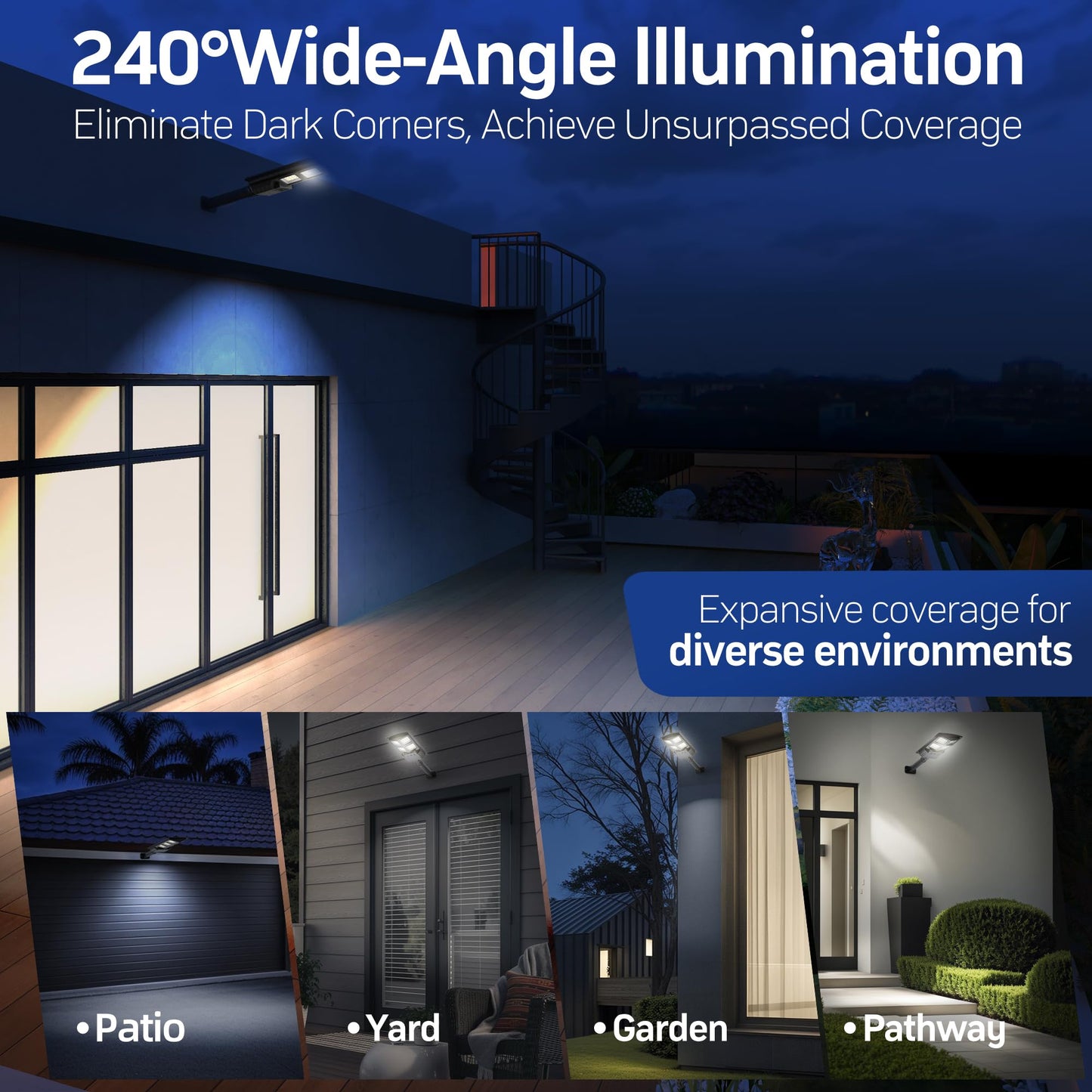 Outdoor Solar Lights with Motion Sensor – Dusk to Dawn Waterproof LED Flood Lights, Bright Solar Powered Wall Lights with Remote for Yard, Patio, Garden, Garage, Flag Pole