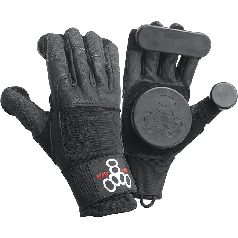 Triple Eight Sliders Longboard Slide Gloves with Finger Puck (1-Pair), Small/Medium , Black