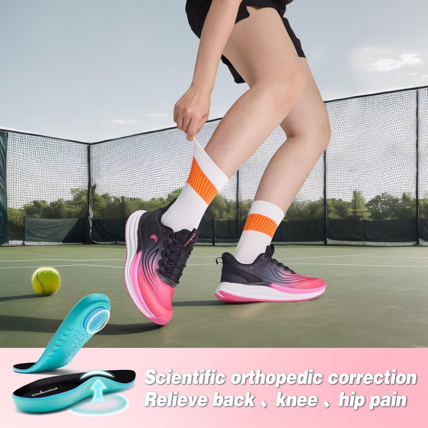 Women's Orthopedic Tennis Shoes: Supportive Plantar Fasciitis Orthotic Neuropathy Trail Sneakers, Indoor High Instep Composite Toe Athletic Standing Walking Shoes Purple Size 9.5