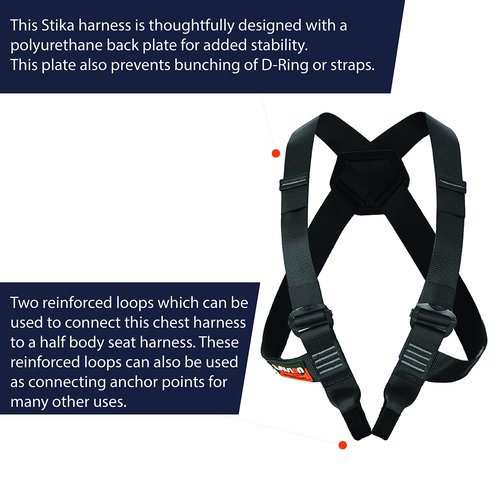 Fusion Chest Harness Climb Stika - (5,000 LBS Rated) Heavy Duty Chest Harness for Hiking, Tree Climbing, Ziplining, Rock Climbing, Rappelling