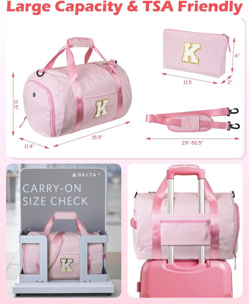 Graduation Gift-Gifts for 10 Years Old Girl, Girls Travel Duffle Bag, Dance Bag for Girls, Kids Overnight Bags with Shoe Compartment, Teen Girl Gifts Trendy Stuff, Birthday Gift (Letter A)