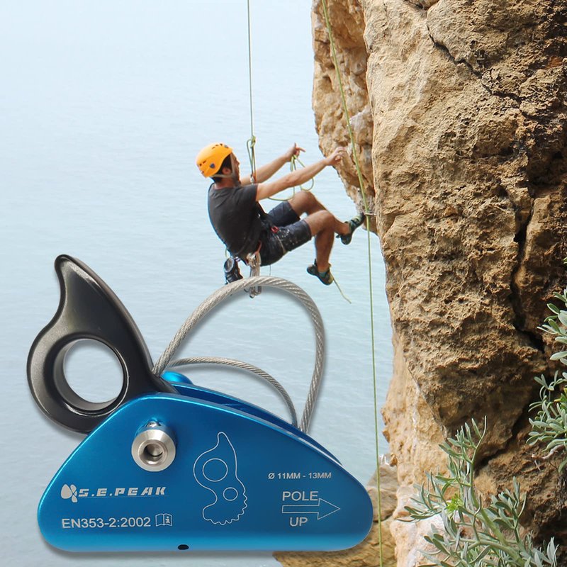 SEPEAK Detachable Climbing Ascender 15kN Rope Grab Ascender, Flip Line Adjuster, Fall Protection Belay Device for Rock Climbing,Tree Arborist/Fit for 11~13 MM Rope/Blue