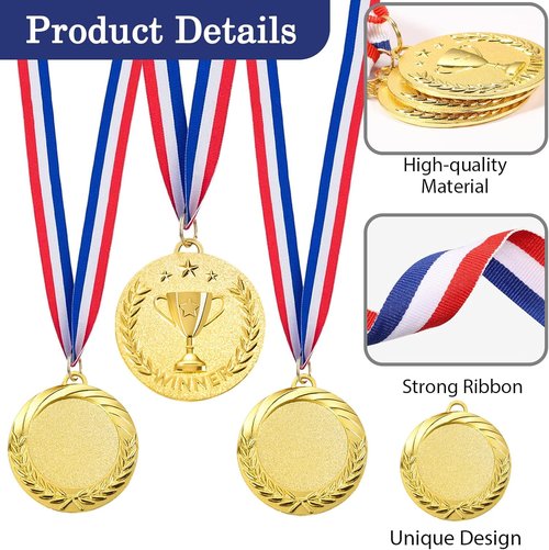 Caydo Gold Award Medals - 12/24 Pieces for Competitions & Sports Events | 2-Inch Size