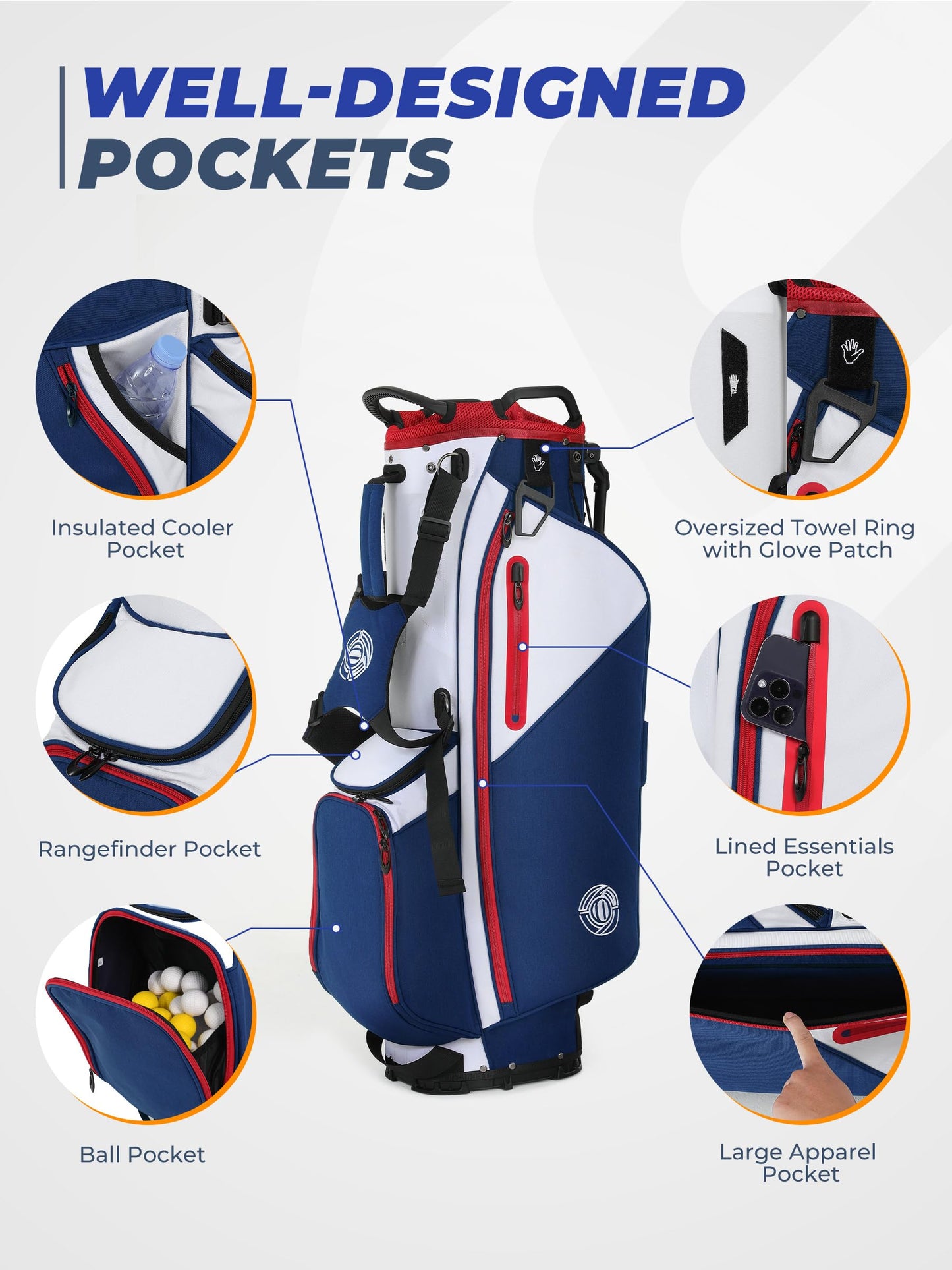 Sturdum 7 Way Golf Stand Bag, Lightweight Golf Bags for Men Women with Full-Length Dividers, Ergonomic Design, Weather-Resistant, Multi Pockets