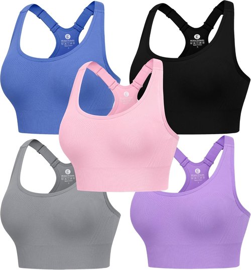 Evercute High Support Racerback Sports Bras - Seamless Padded Workout Bra | 3-Pack for Women