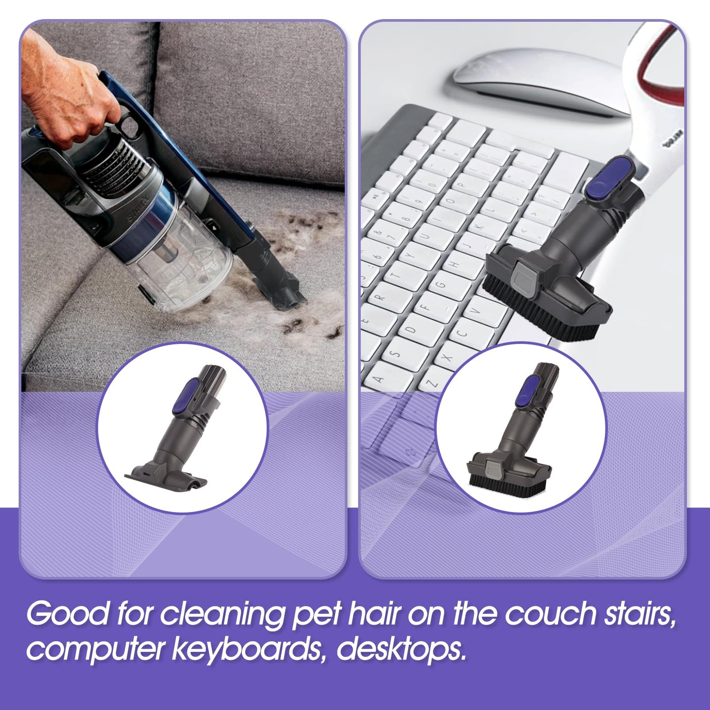 Vacuum Crevice Tool Brush Replacement Parts Compatible with Shark Pet Cordless Stick IX141 IZ462H IZ483H IZ363HT IZ361H IZ163H IZ362H Removable two-in-one Tool Brush Attachments for D-Shaped Vacuum