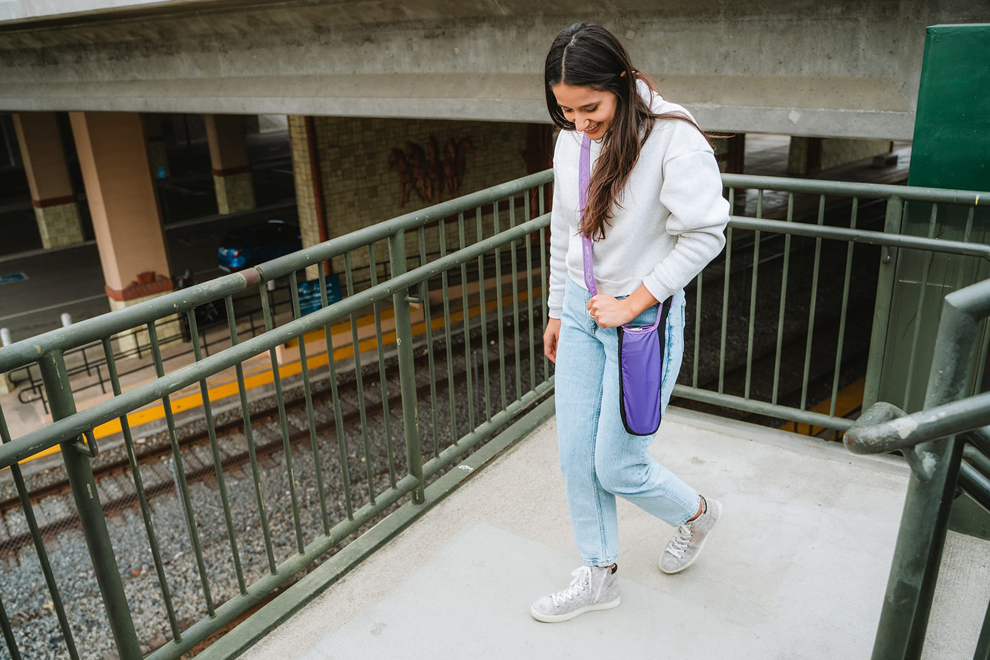 ChicoBag rePETe Water Bottle Sling | Recycled Water Bottle Carrier with Strap | Eco Friendly | Limestone
