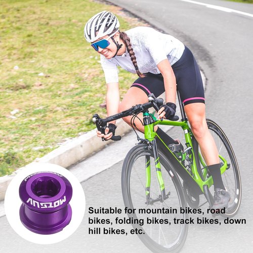 HARFINGTON 10pcs Single Chain Ring Bolts M8 Aluminum Alloy Bicycle Crankset Nuts Chainwheel Screw for Road Bike Mountain Bike, Purple