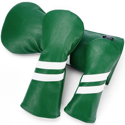 Gbourly Golf Club Classic Green Fairway Wood Head Cover PU Leather Headcover
