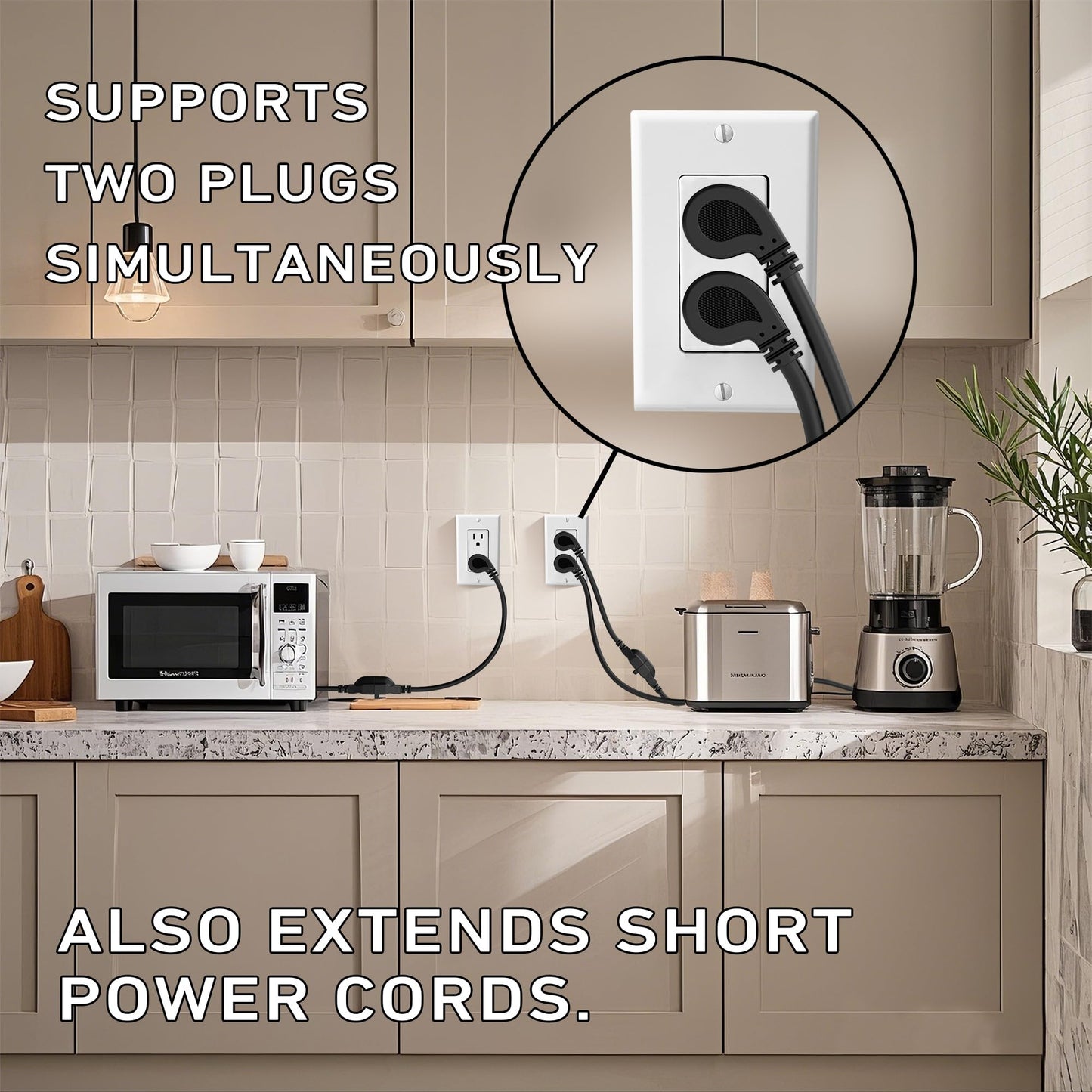 LUCKY TL Indoor Outdoor Extension Cord, 16/3 Gauge Black Short Extension Cord 6ft, Waterproof Flexible Case, Made in Pure Copper, 13A 1625W 16AWG SJTW, 3 Prong Heavy Duty Wire, UL