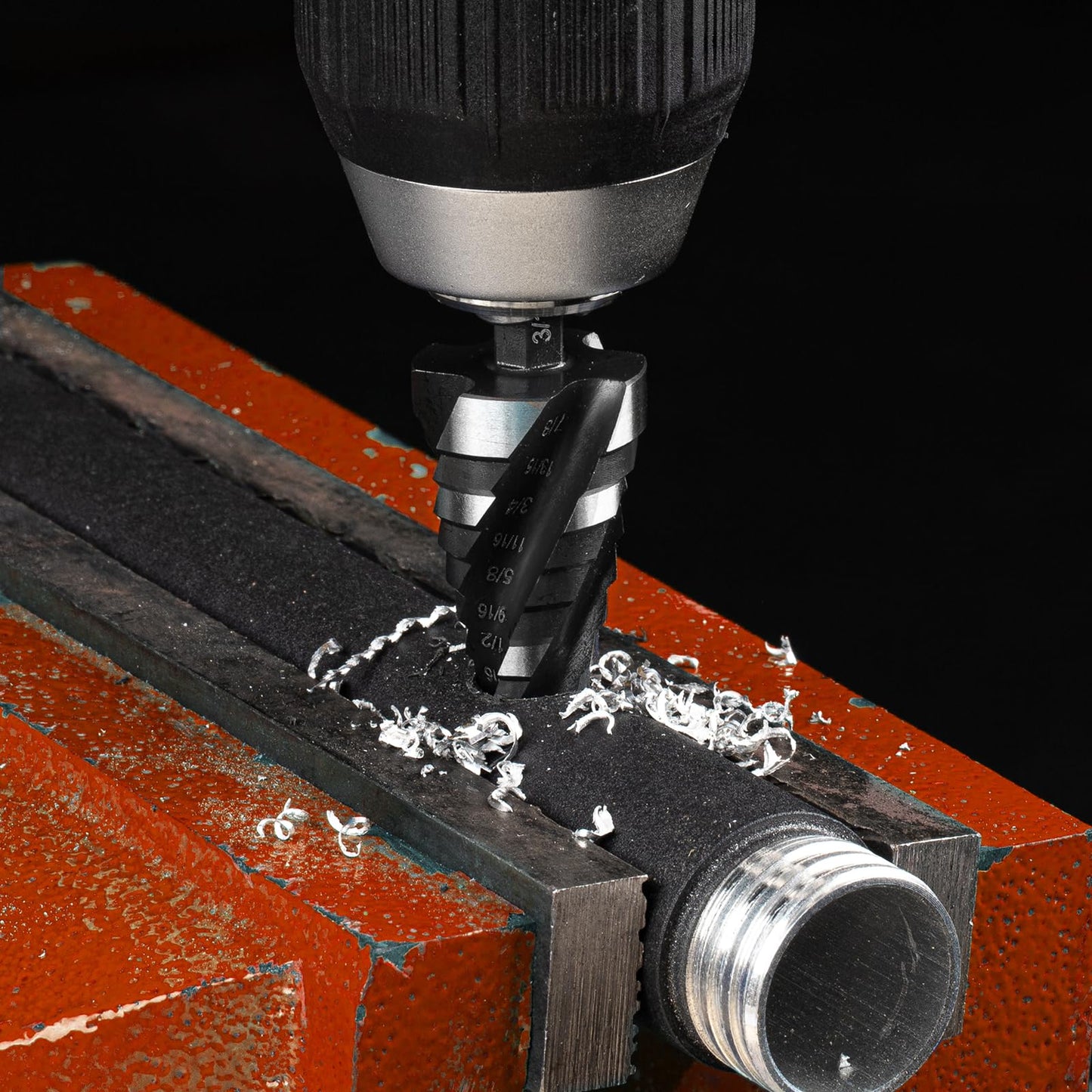 THINKWORK Four Spiral Flute Step Drill Bit, HSS Step Drill Bit3/16-1-3/8 (3 Popular Sizes) Unibit Step Drill Bit, 1/4" Shank Step Bits for Aluminum, Wood, Plastic, Metal