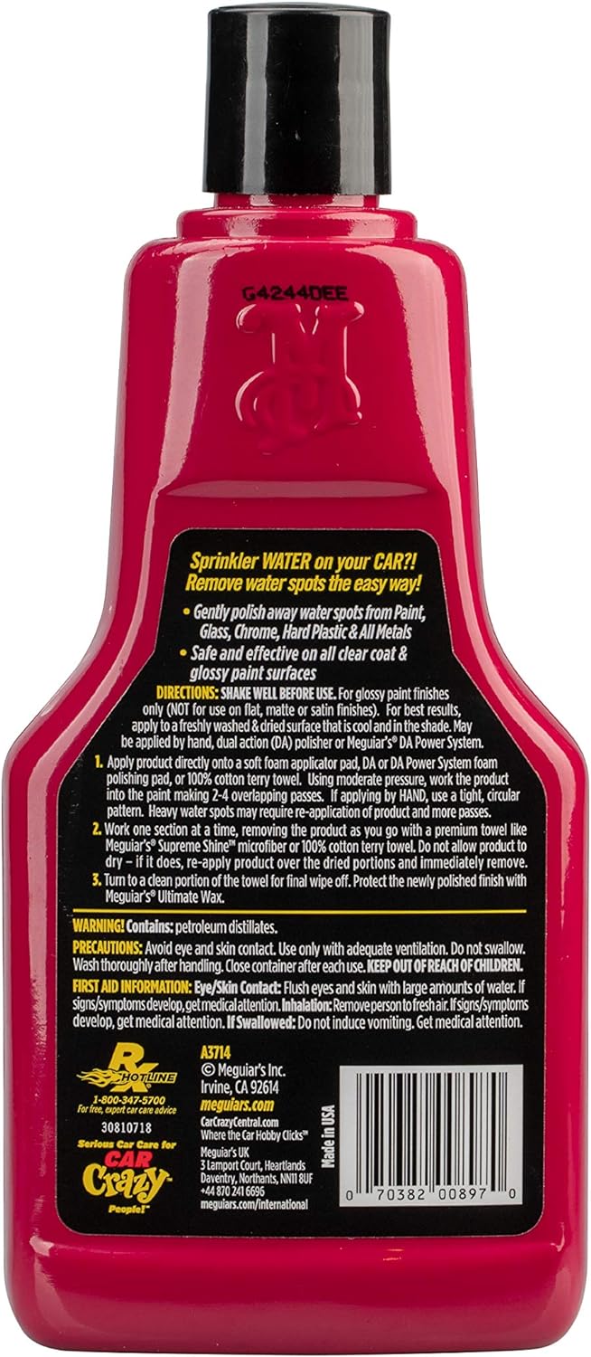 Meguiar's Heavy Duty Water Spot Remover - Eliminate Water Stains & Enhance Glossy Finish | 16 oz (Pack of 6)