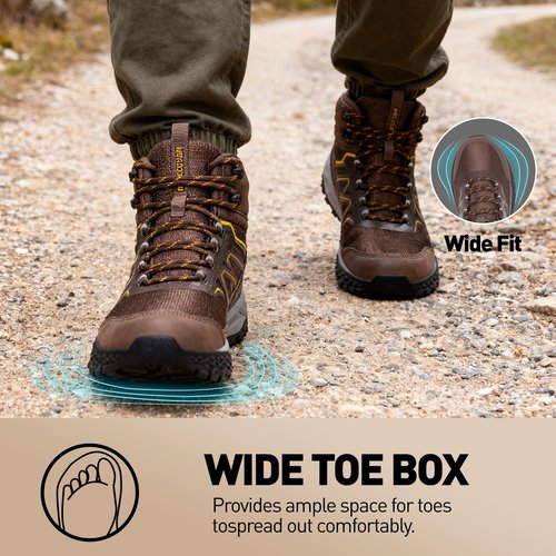 Men's Waterproof Hiking Boots - All-Terrain Breathable Ankle Support Trekking Shoes, Lightweight Anti-Slip Trail Boots for Backpacking, Camping & Technical Outdoor Adventures Brown/Tan/Orange Size 11