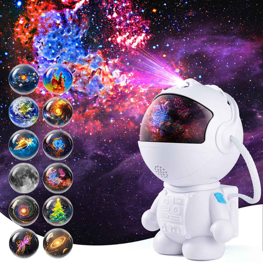 Astronaut Galaxy Projector,Star Projector with 12 Space Films,Galaxy Projector for Bedroom with Timer and 360°Rotating Magnetic Head,Planetarium projectors is Suitable for Kids and Adults (White)