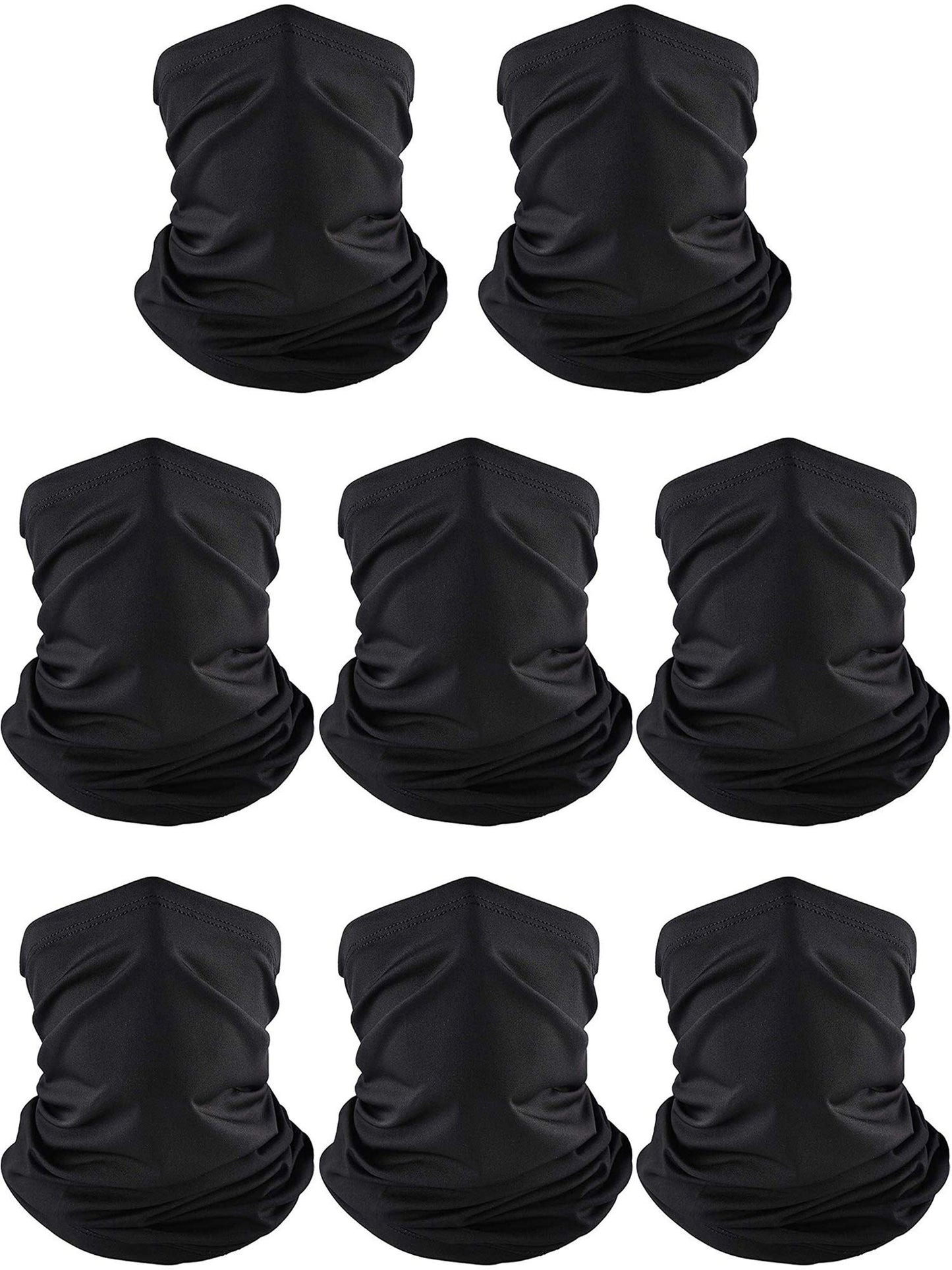 8 Pcs Summer Camo Neck Gaiter Scarf Bandanas for Men Sun Hoods Balaclava Cooling Breathable Face Mask Outdoor Sports (Simple, Black)